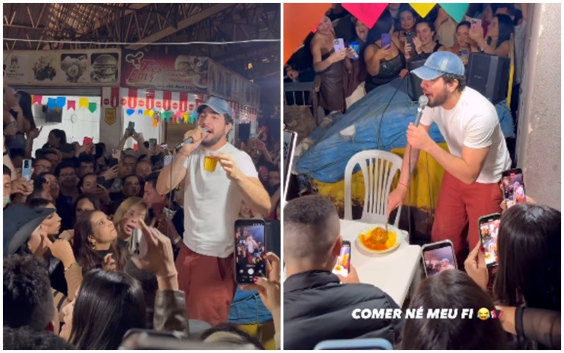 Após show no Parque do Povo, Nattan toma café da manhã na Feira da Prata e canta para fãs, em Campina Grande 