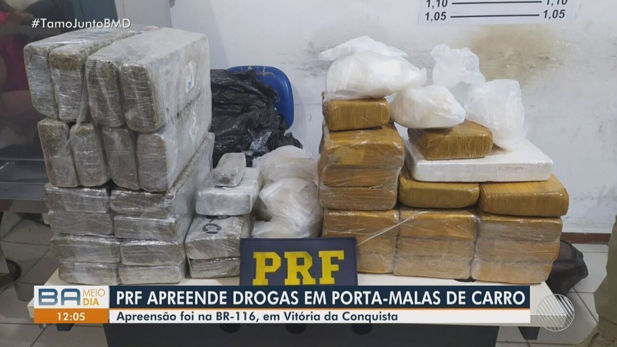 PRF apreende drogas em porta-malas de carro no sudoeste da Bahia