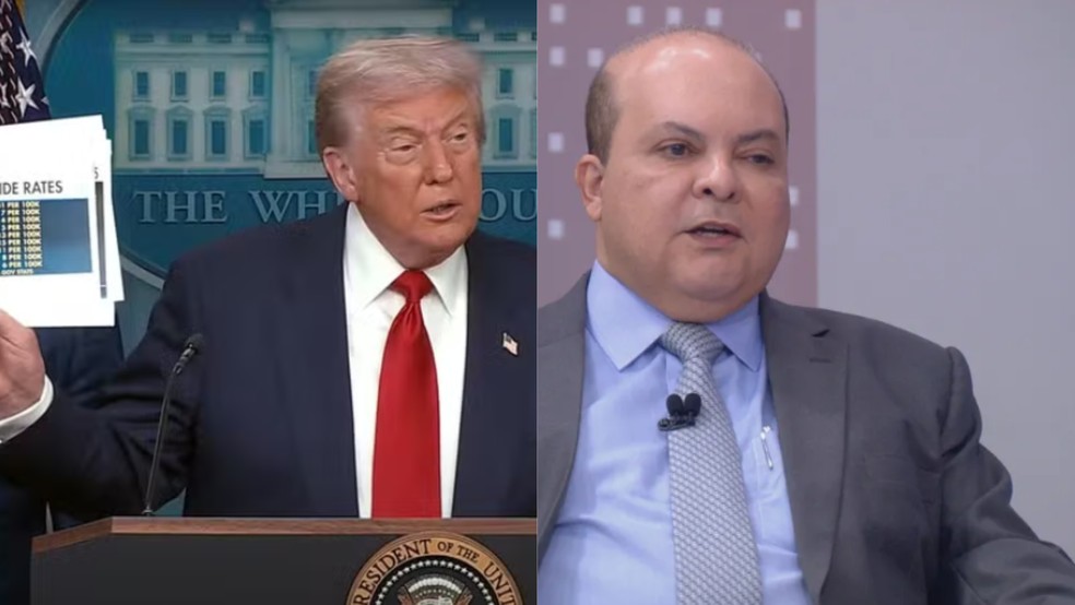 Presidente dos EUA, Donald Trump, e governador do DF, Ibaneis Rocha. — Foto: montagem/g1