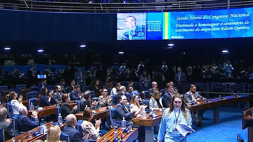 Sessão solene no Congresso Nacional celebra os 100 anos de nascimento de Edson Queiroz — Foto: Reprodução