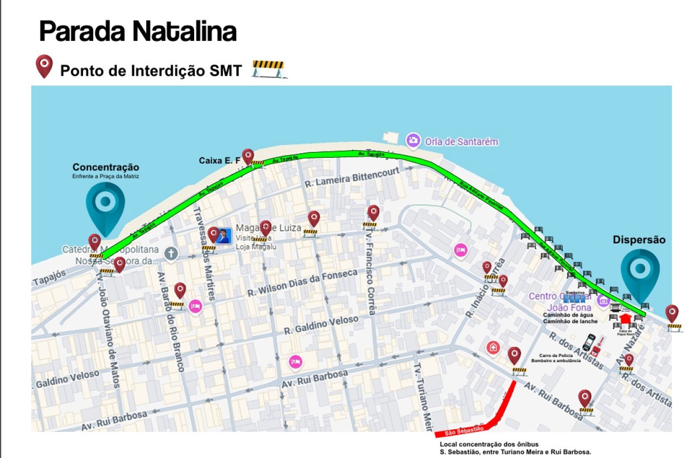 SMT monta plano de interdições para a Parada Natalina 2025 em Santarém e  orienta condutores 