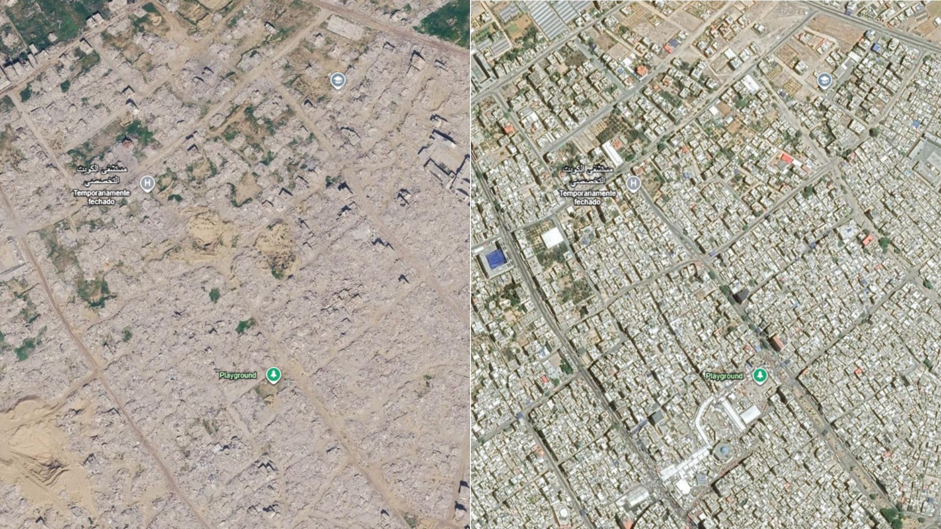 Imagens de satélite do Google Earth mostram devastação no pós-guerra em Gaza; veja ANTES E DEPOIS