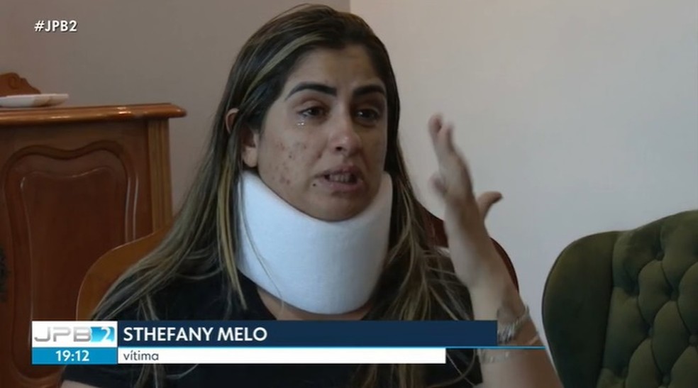 Sthefany Melo foi vítima de agressões e cárcere privado — Foto: Reprodução/TV Cabo Branco