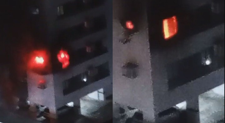 Incêndio atinge apartamento no segundo andar de prédio em Olinda; VÍDEO