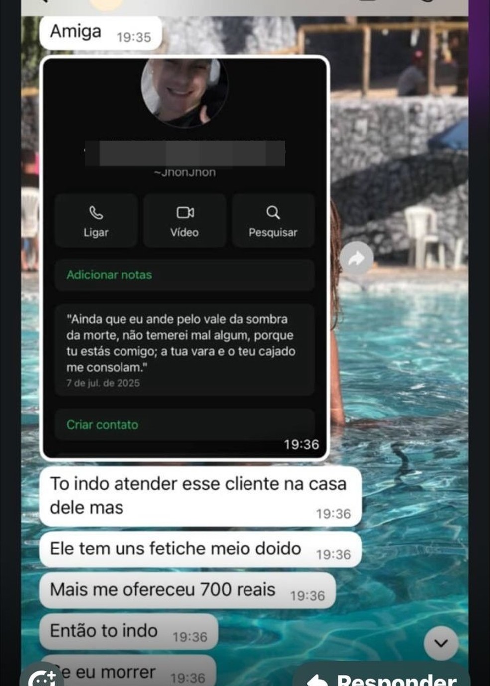 Garota de programa encontrada morta mandou mensagem para amiga antes de morrer  — Foto: Redes Sociais/Reprodução