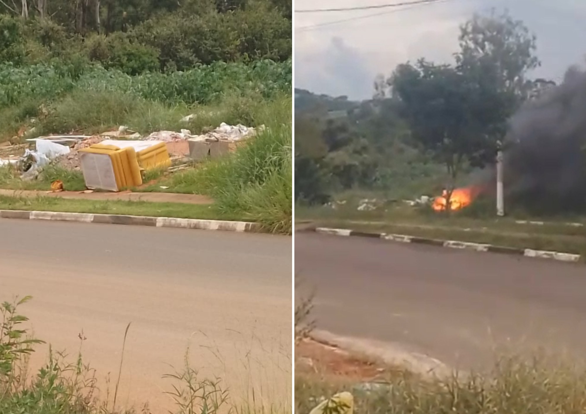 Caminhão de loja de móveis é flagrado descartando sofá em terreno de Tatuí