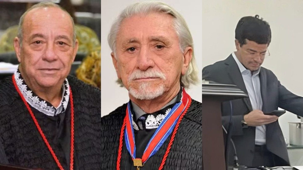 Operação resultou no afastamento dos desembargadores Antônio Pacheco Guerreiro Júnior (à esquerda) e Luiz de França Belchior Silva (ao centro) e na prisão do ex-assessor do TJ-MA Lúcio Fernando Penha Ferreira (à direita), que ficou conhecido como o assessor ostentação. — Foto: Arte: g1