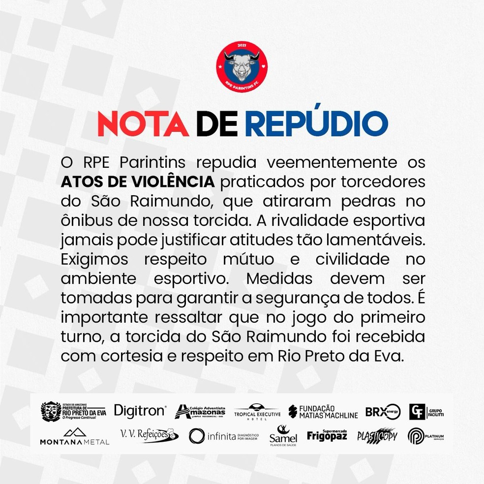 Parintins publica nota de repúdio — Foto: Reprodução