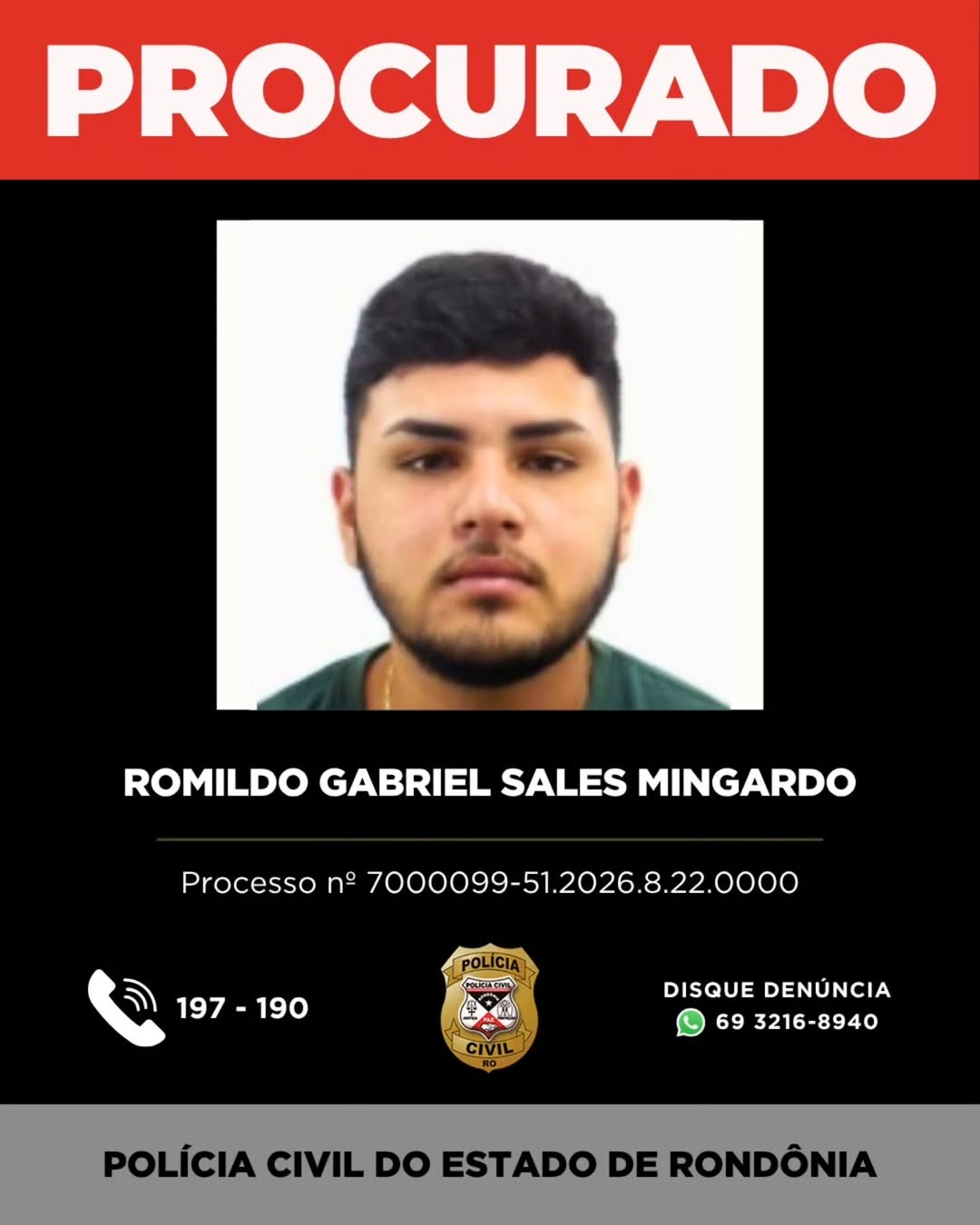 Romildo Gabriel Sales Mingardo — Foto: Reprodução/Polícia Civil de Rondônia (PC-RO)