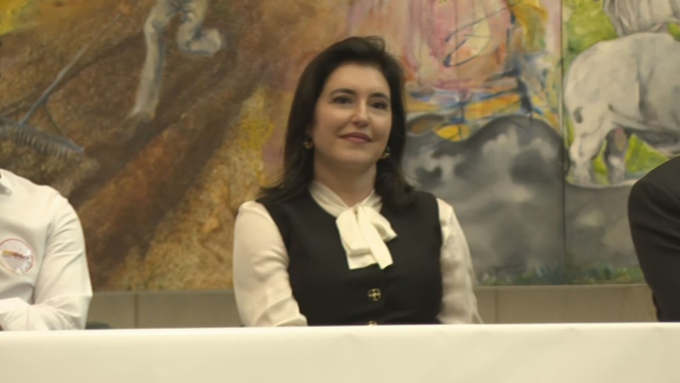 Simone Tebet formaliza filiação ao PSB para disputar o Senado em SP — Foto: GloboNews