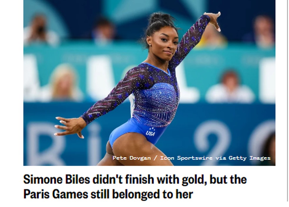 NBC exalta Simone Biles mesmo com a prata na última prova — Foto: Reprodução