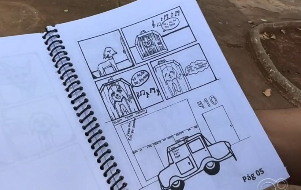 Cachorras de projeto inspiram estudante com autismo a escrever livros em Araçatuba (SP) — Foto: Reprodução/TV TEM