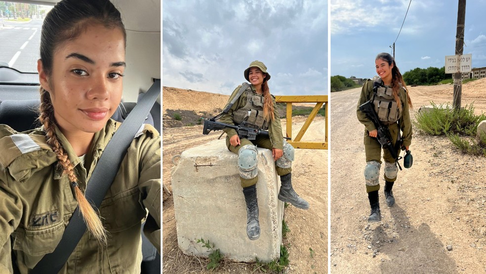 A brasileira Carol Mendes, de 20 anos, defende o exército israelense como combatente — Foto: Arquivo pessoal