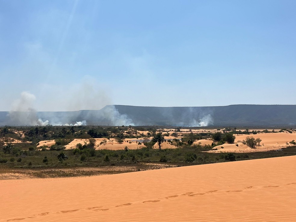 Incêndios na região das Dunas do Jalapão fizeram atrativo ser fechado — Foto: Ana Paula Rehbein/TV Anhanguera