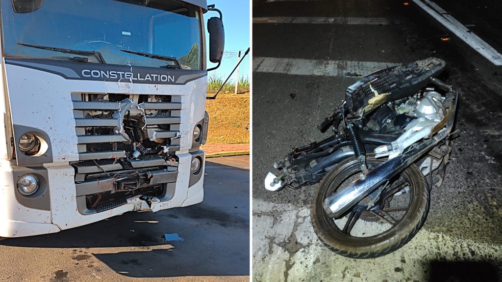 Caminhão invade pista contrária durante ultrapassagem e bate de frente com moto em Rio Preto (SP) — Foto: Arquivo pessoal