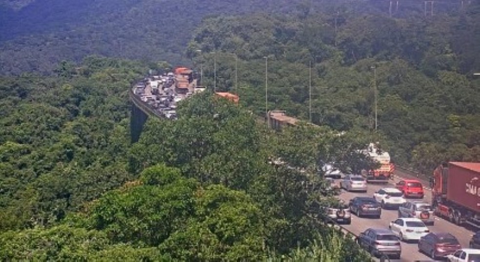 Motoristas lotam rodovias do SAI em direção à capital após feriado de Carnaval no litoral de SP — Foto: Divulgação/Ecovias