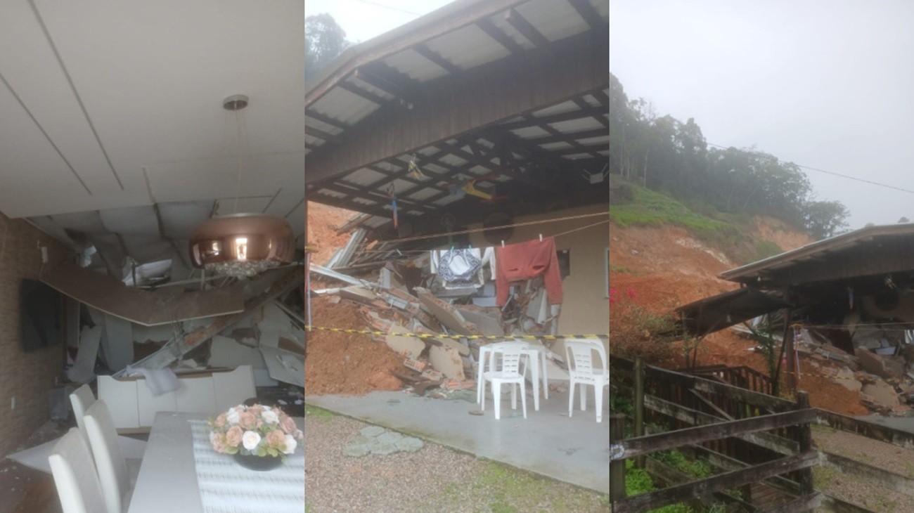 Deslizamento atinge casa, mata mãe e deixa filha de 10 anos ferida após chuvas em SC