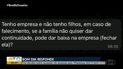 Bom Dia Responde tira dúvidas de telespectadores sobre sucessão de empresa