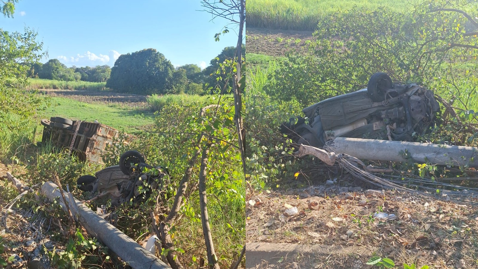 Caminhão tomba, derruba poste e deixa mulher ferida em Teresina