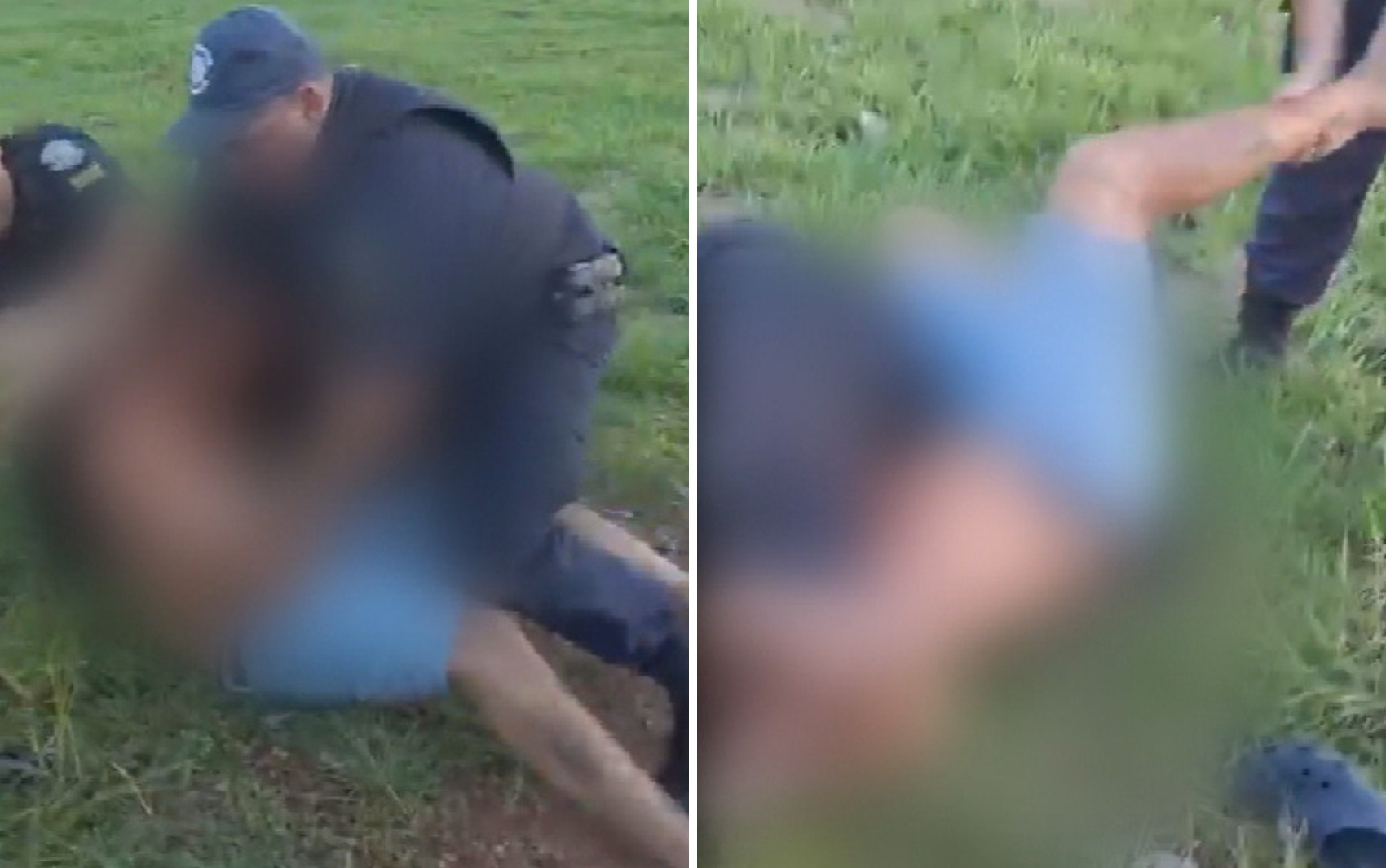 Guardas arrastam homem pelo pé e o seguram pelo pescoço durante abordagem em Goiás; vídeo