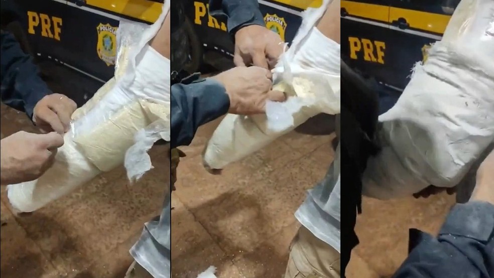 Droga foi encontrada sob gesso falso, na BR-262. — Foto: PRF/Reprodução
