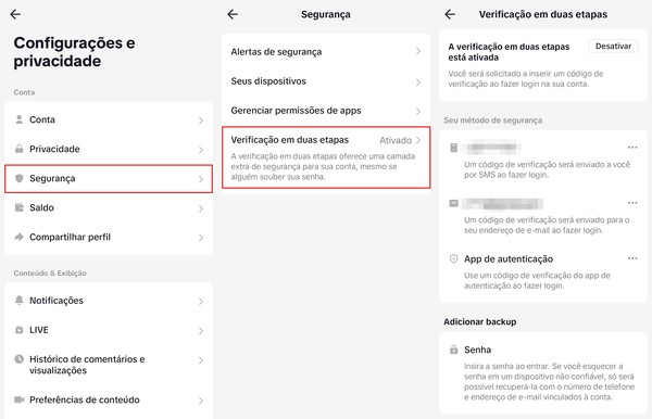 Como ativar autenticação de dois fatores no TikTok — Foto: Reprodução