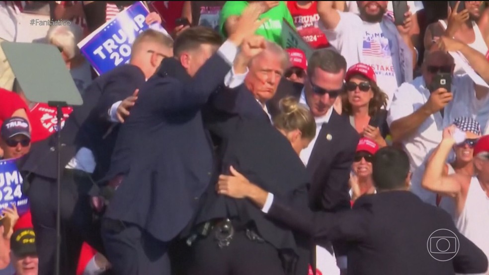 FOTOS atentado contra Trump — Foto: Reprodução/TV Globo