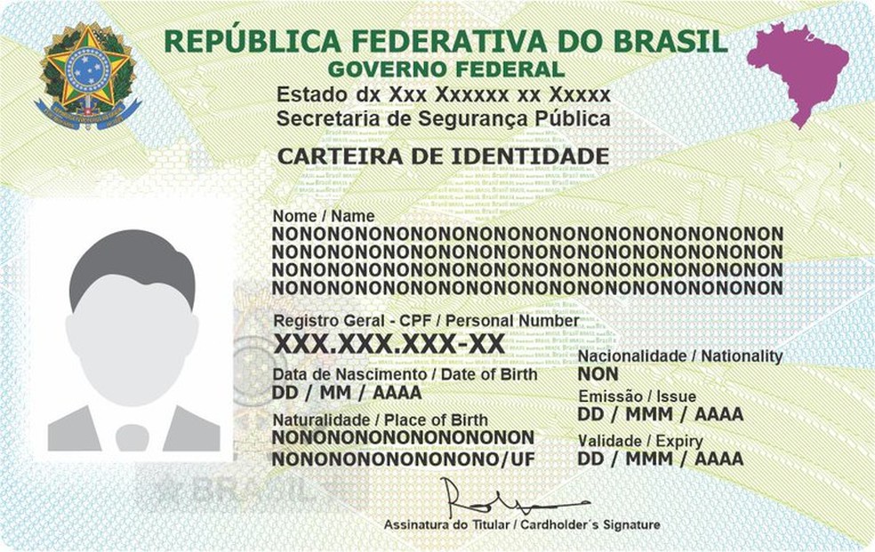 Carteira Nacional de Identidade em modelo novo, a ser adotado em 2023 — Foto: Ministério de Gestão e Inovação/Reprodução