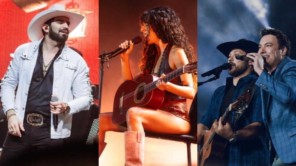 Marina Sena, Loubet e a dupla João Bosco e Vinícius — Foto: Redes Sociais/Reprodução