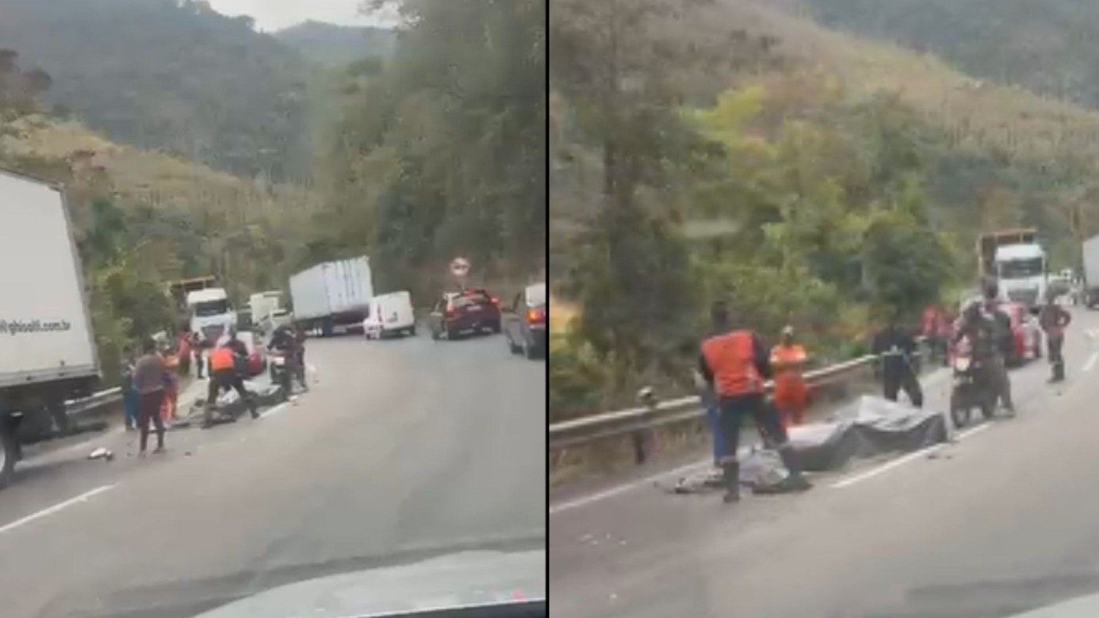 Motociclista morre em acidente com caminhão e trânsito é parcialmente interditado na BR-262