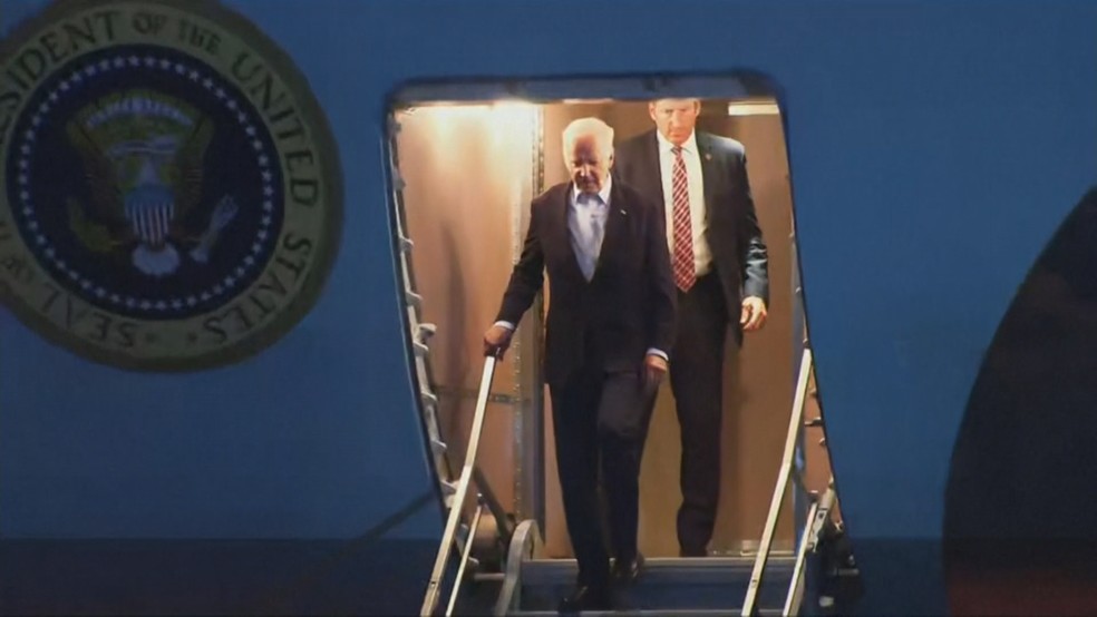 Joe Biden na chegada ao Rio — Foto: Reprodução