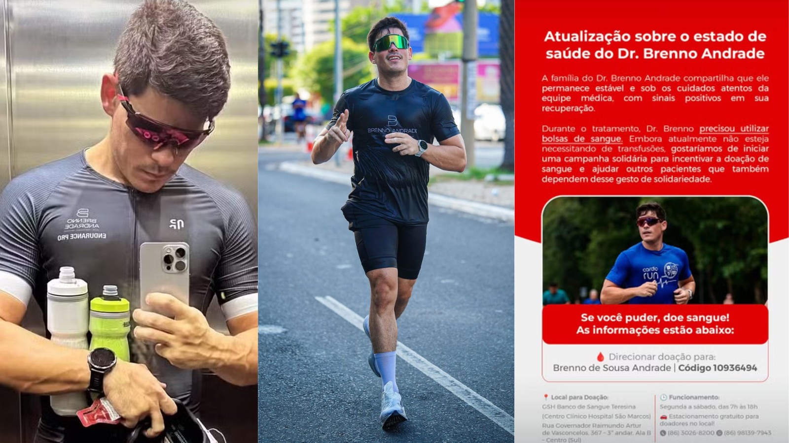 Família faz campanha de doação de sangue para médico triatleta ferido em colisão de bicicleta com caminhão em Teresina
