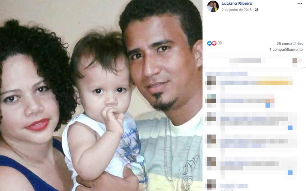 Luciana e Lucas com um dos filhos que morreram no acidente na Bahia  Foto: Reproduo/Facebook
