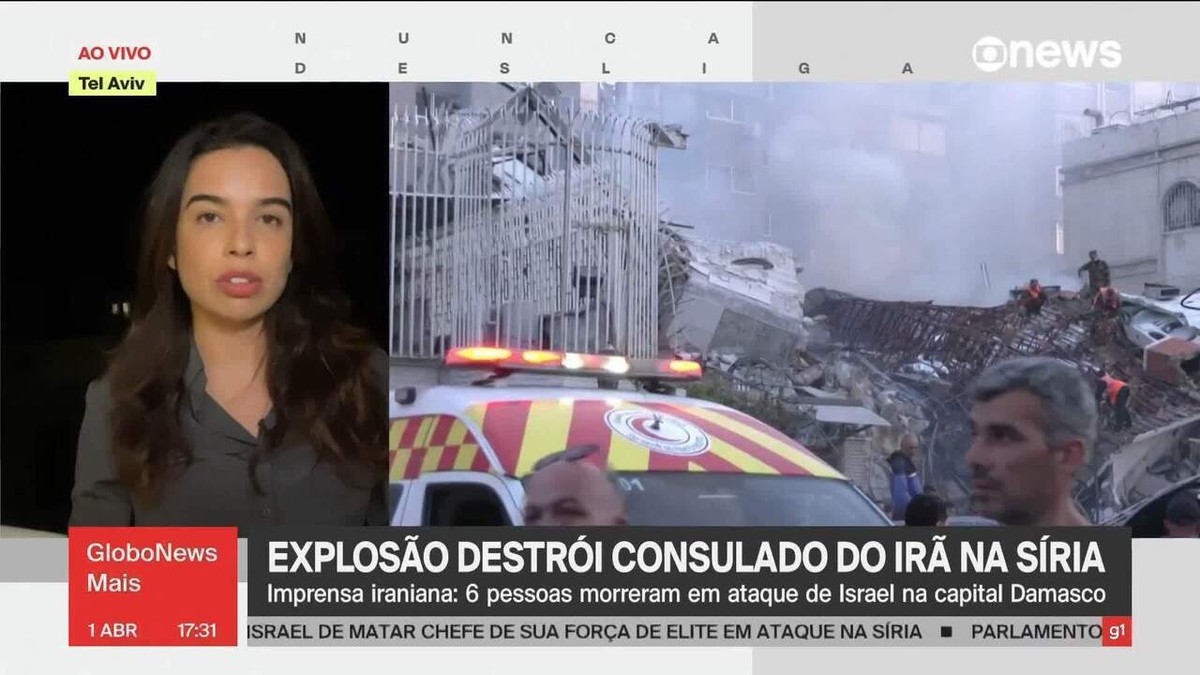 Ataque israelense destrói consulado iraniano na Síria e mata comandante da Guarda Revolucionária, diz Irã