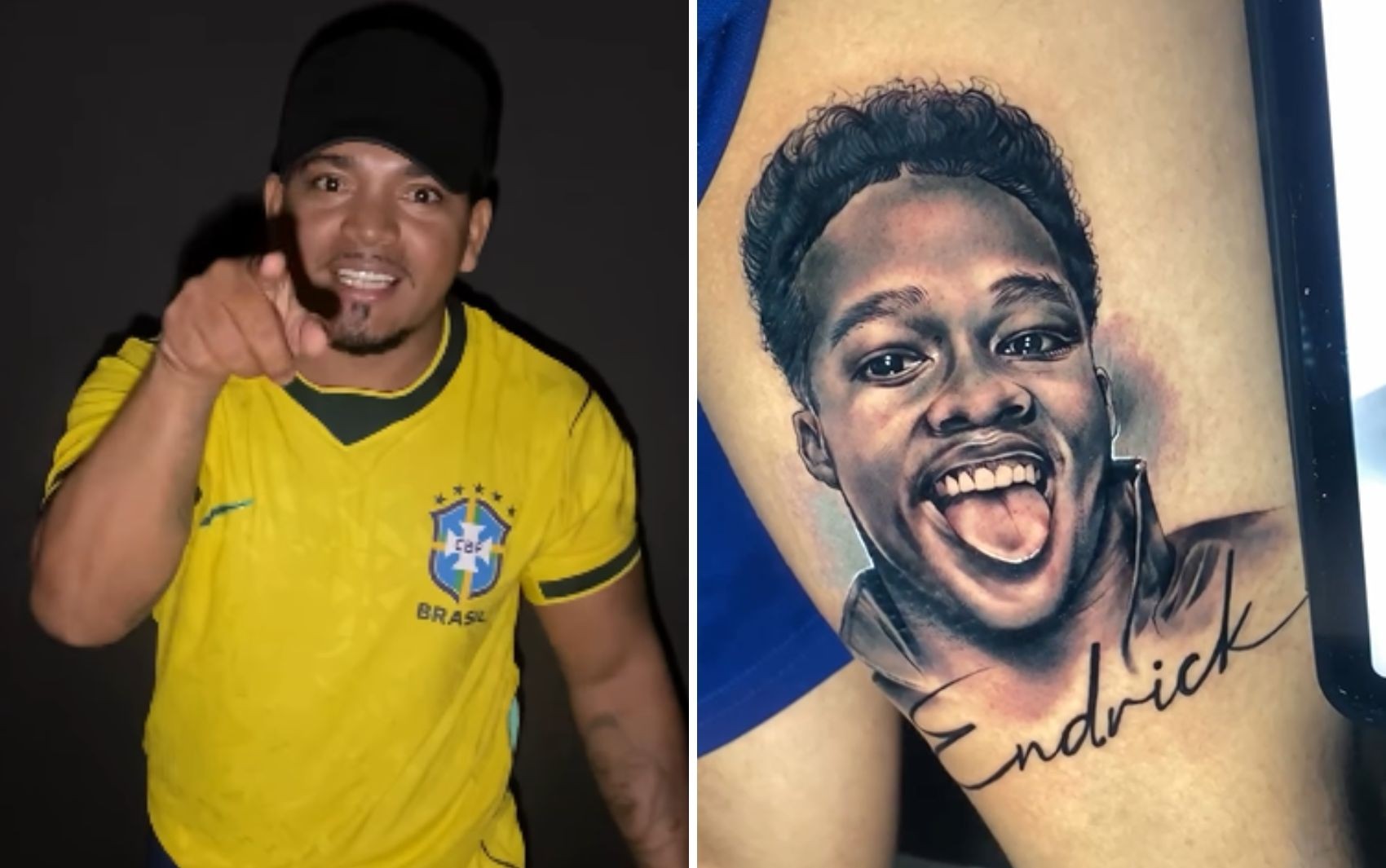 Influenciador surpreende ao tatuar rosto de Endrick e até 'assinatura' do jogador: ‘Vai trazer o hexa’ 