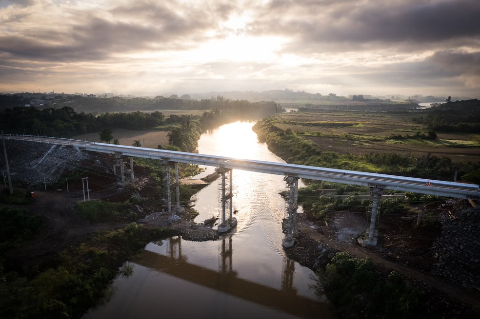 Ponte destruída pela enchente de 2024 na Região dos Vales do RS, em Lajeado, foi reconstruída — Foto: Governo do RS/Divulgação