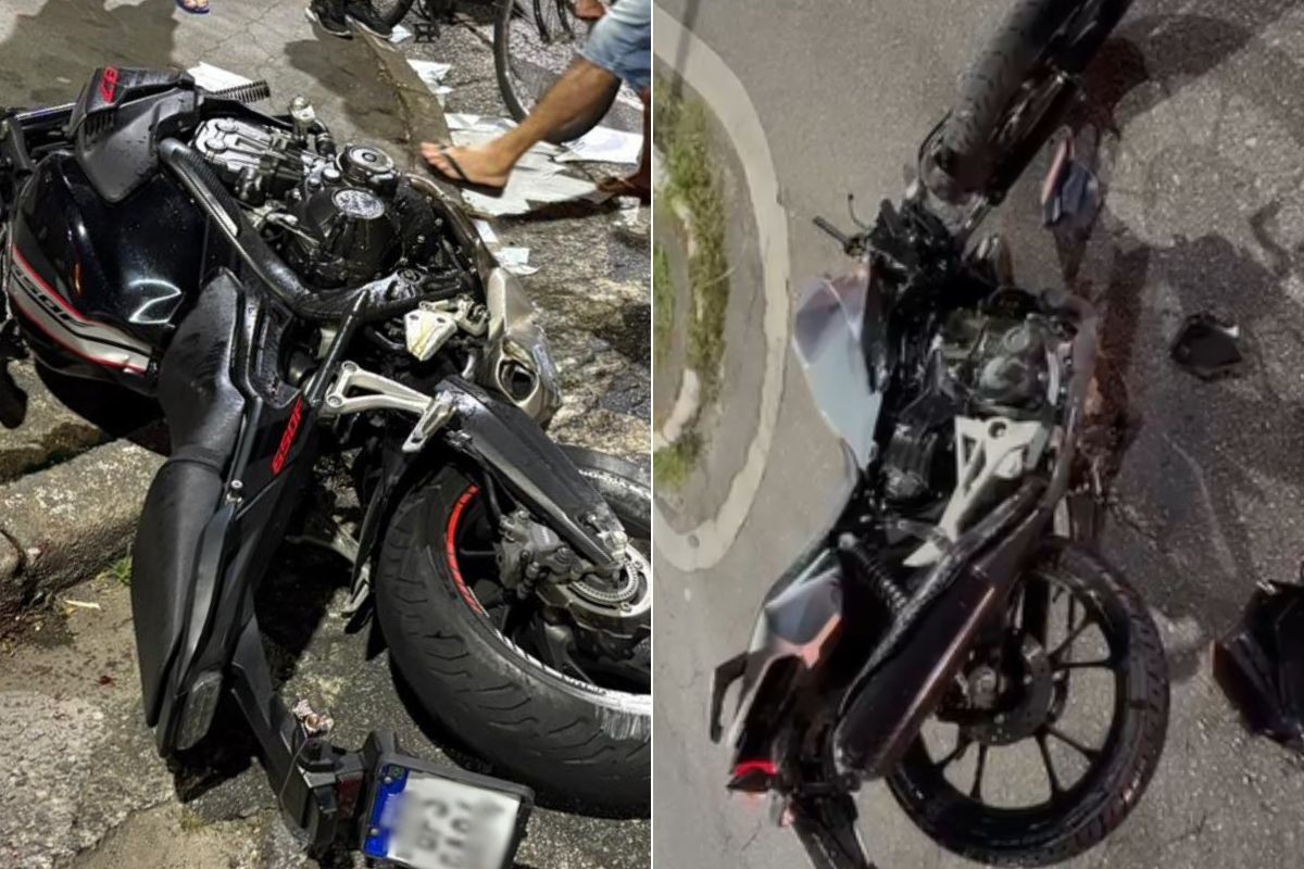 Dois motociclistas ficam gravemente feridos após acidente em cruzamento em Santos, SP