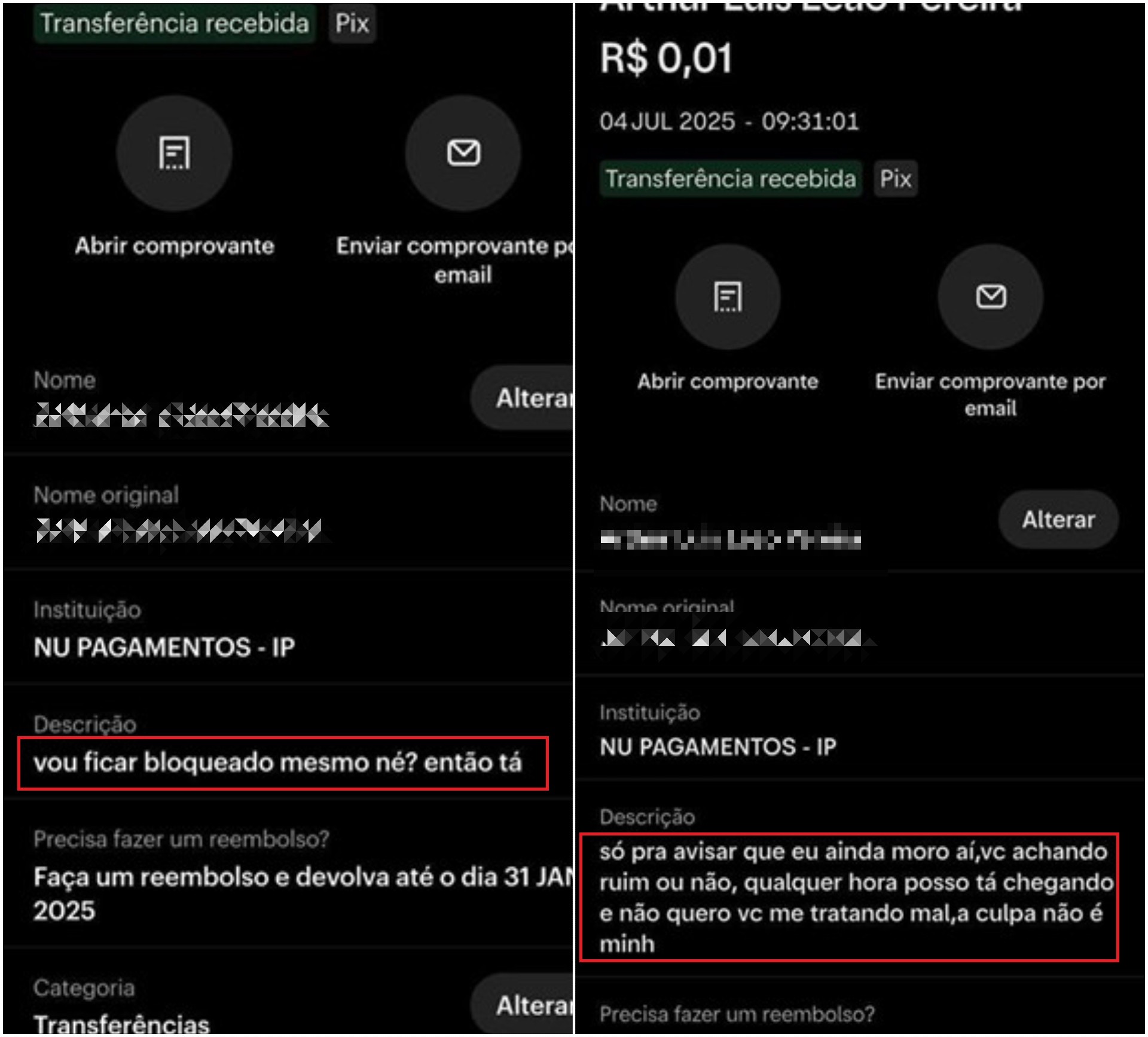 'Qualquer hora posso tá chegando': prints revelam como bombeiro usava Pix para perseguir ex em RR