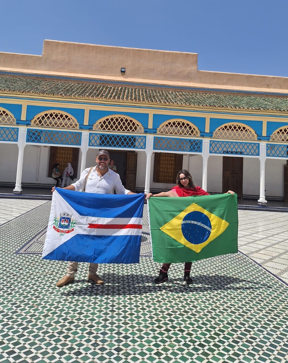 Comitiva de Chapada dos Guimarães (MT) acompanhava conferência da Unesco quando aconteceu terremoto no Marrocos — Foto: Arquivo pessoal