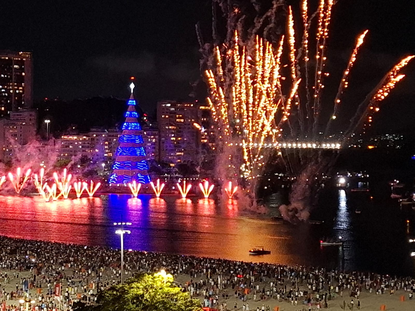 Árvore de Natal da Enseada de Botafogo é inaugurada com show de fogos e música 