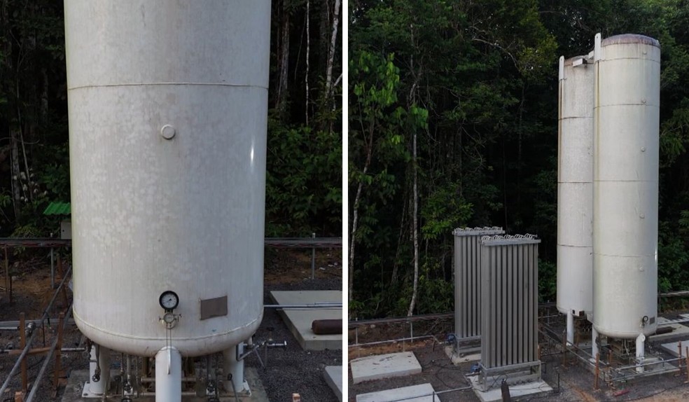 Tanque armazena até 25 toneladas gás carbônico líquido — Foto: Jefferson Souza