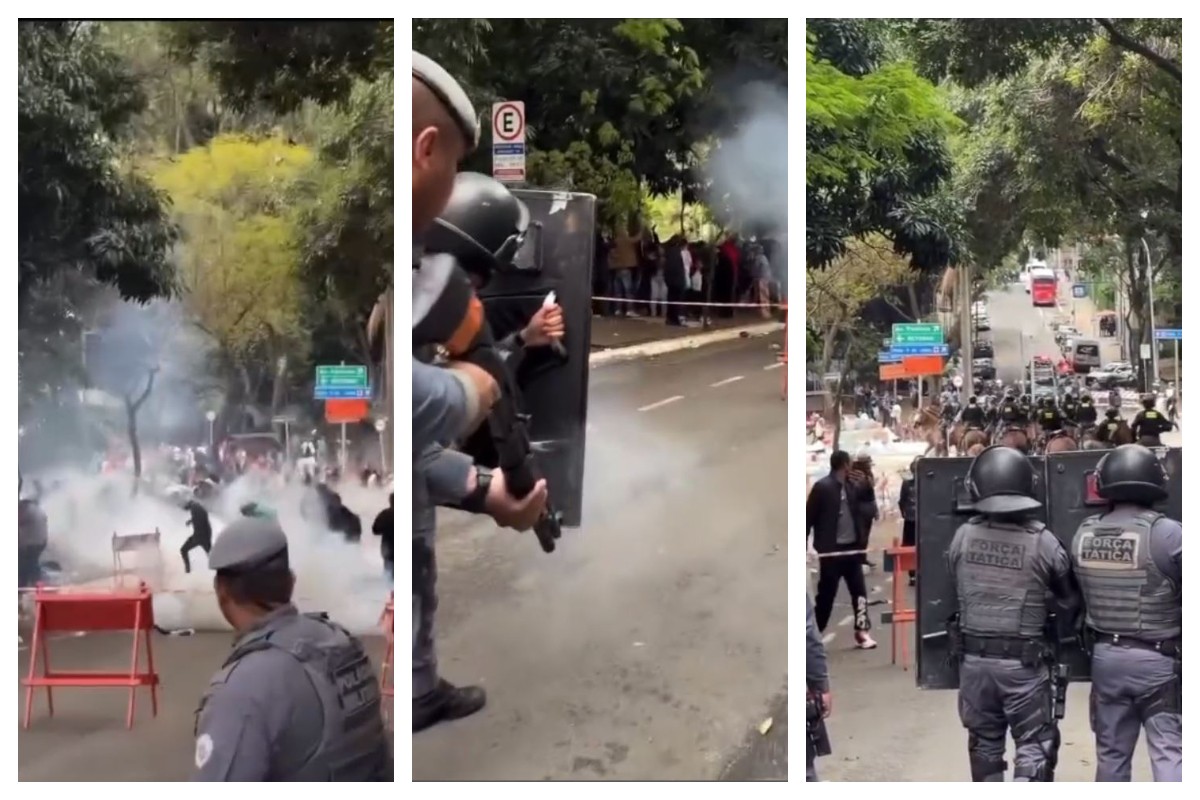 VÍDEO: PM usa gás para dispersar opositores de Flávio Bolsonaro em ato na Avenida Paulista
