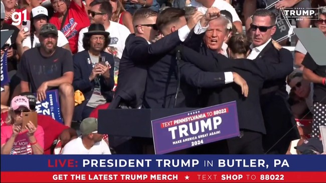 Comcio de Trump  interrompido aps tiros, na Pensilvnia