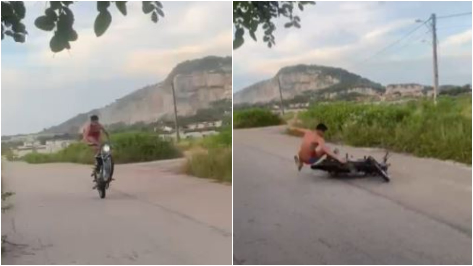 Jovem cai de moto ao fazer 'grau' e vai a UTI em hospital no Ceará; vídeo