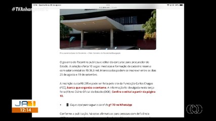 Edital de concurso para procurador do Tocantins é lançado com salário de R$ 36,8 mil