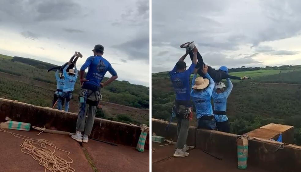 Mulher morre em salto de bungee jump no interior de SP; testemunha diz à PM que empresa esqueceu de colocar corda — Foto: Reprodução
