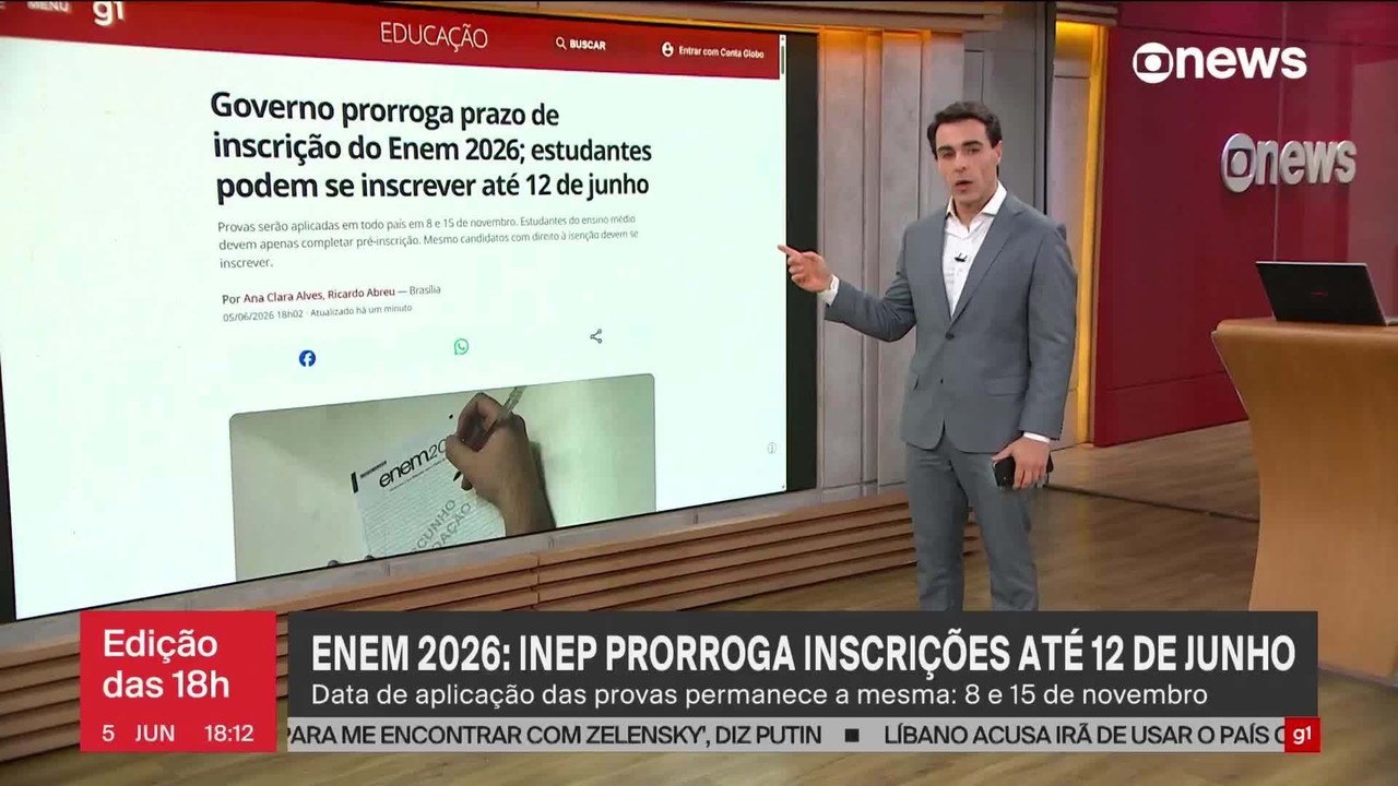 Cover image for Governo prorroga prazo de inscrição do Enem 2026 até 12 de junho