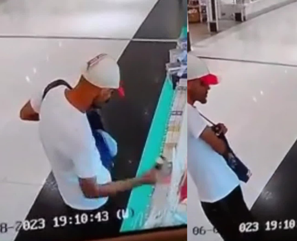 Câmera de segurança flagrou a tentativa de furto no Shopping Recife, em Boa Viagem — Foto: Reprodução/WhatsApp
