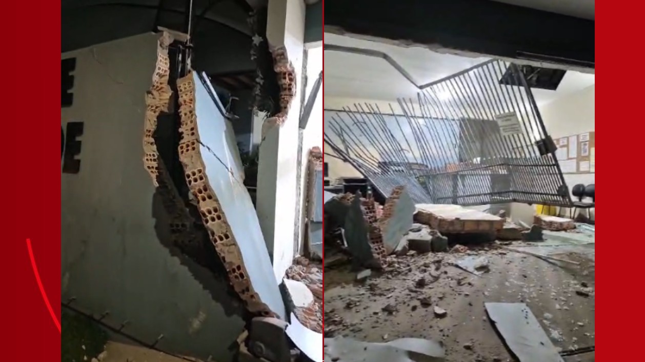 Cartório destruído por retroescavadeira em Ribeirão Claro