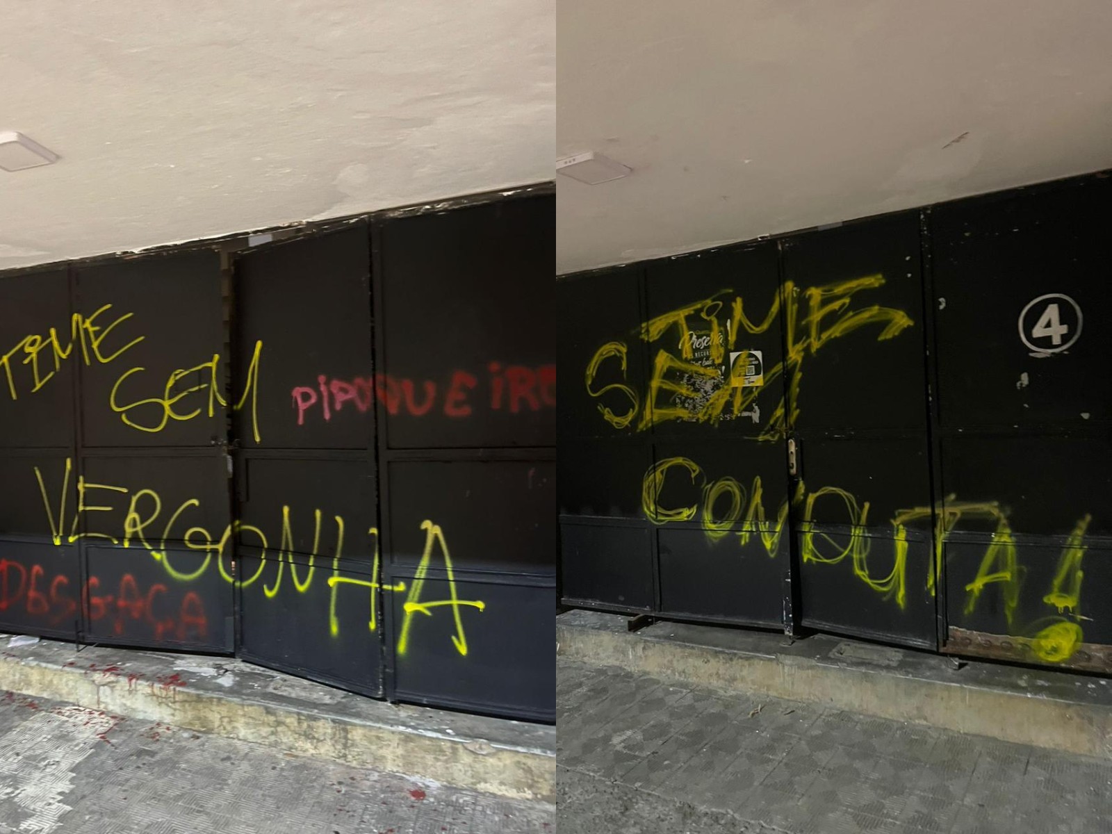 Portões do Mamudão são pichados após derrota do Democrata GV para o Pouso Alegre